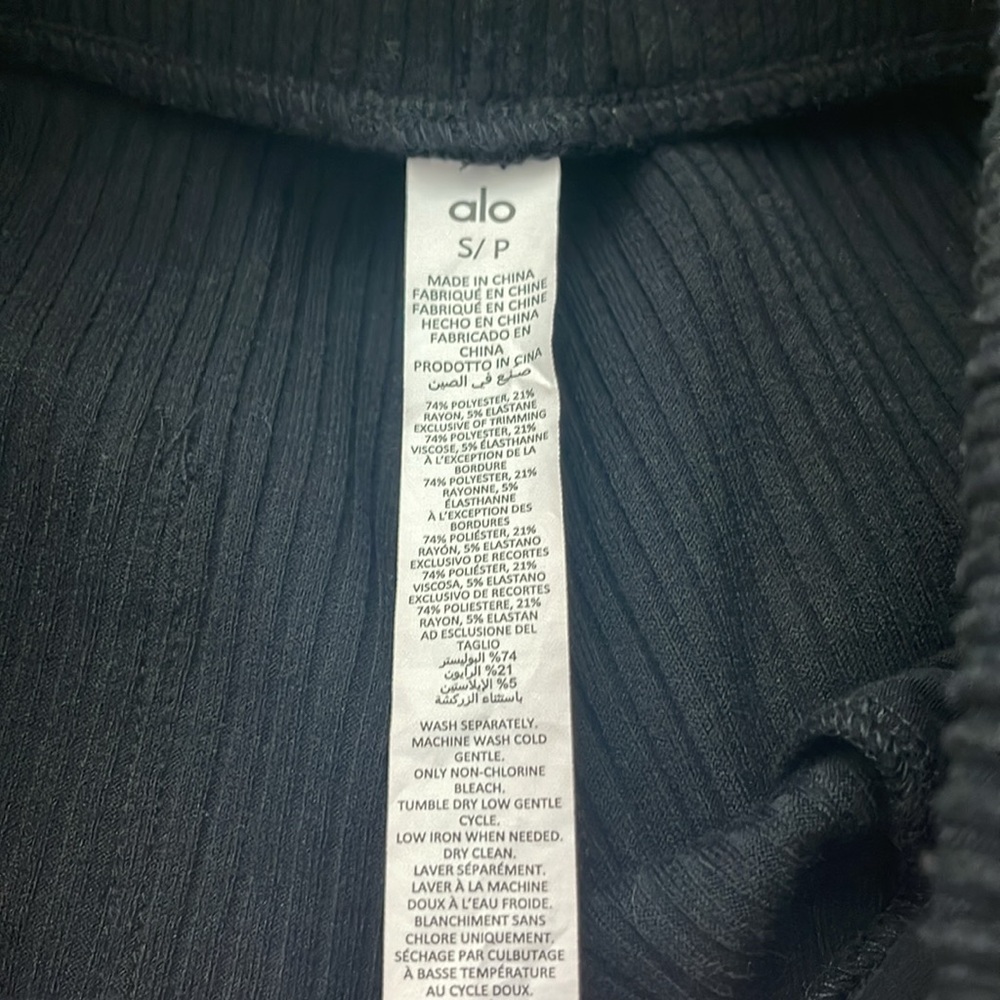 ALO YOGA Muse Ribbed HR Sweatpants Black Sz S - Picture 3 of 8